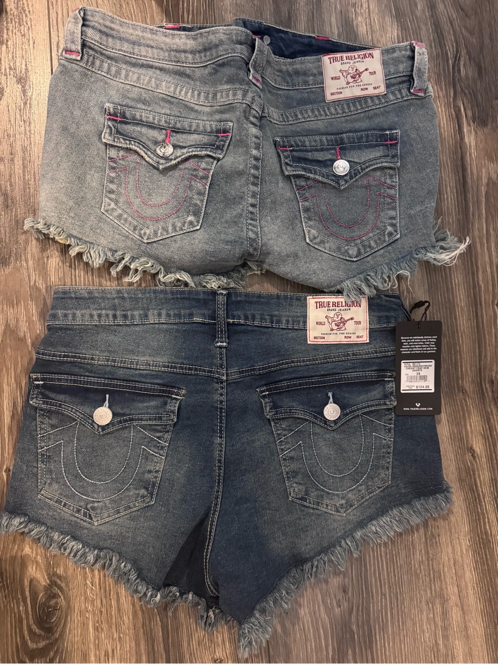 True Religion Women’s Two-Pair Denim Cutoff Shorts - Light Blue & Dark Blue